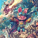 shinykimai_a_manga_of_a_super_hero_pig_in_a_mask_and_cape_and_c731218d-f4b6-4b09-a72a-4a40e6df81c3_2.png: 1024x1024, 2487k (May 23, 2024, at 04:20 AM)